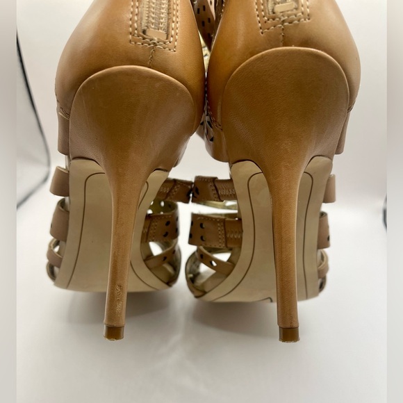 Sam Edelman Nude Buff Laser Cutouts Caged Open Toe Pumps Sz 8.5 Wedding Party - Picture 7 of 12